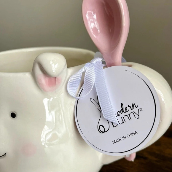 Arlington| 3D Ceramic Hand-Painted Bunny Mug & Spoon Set Spring Easter - Picture 2 of 8